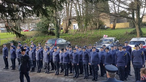 Corby Air Cadets forming up outside St Johns Chuch