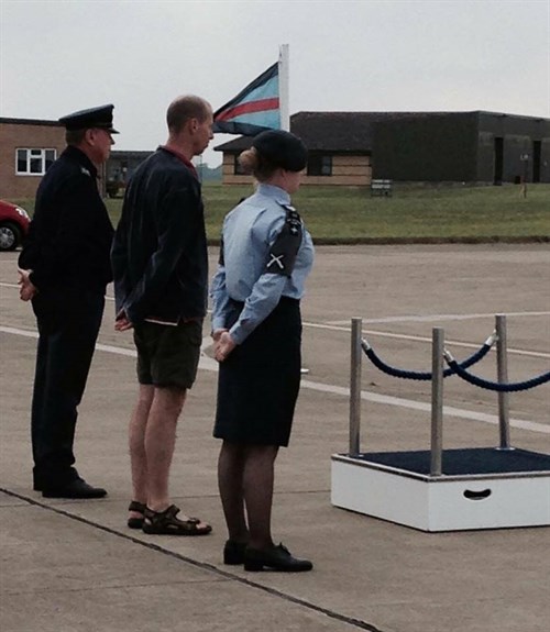 Sgt Kamila Bell with RAF Wittering's Station Commander
