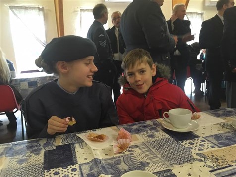 Cadet Emilia Dennis enjoying refreshments after the parade on ATC Sunday 2017